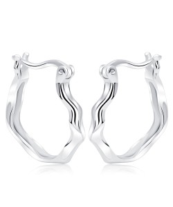 Wavy Curly Wave Design Silver Hoop Earring HO-2510